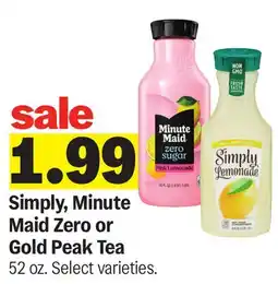Meijer Simply, Minute Maid Zero or Gold Peak Tea offer