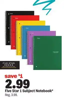 Meijer Five Star 1 Subject Notebook offer