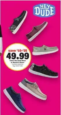 Meijer Select Hey Dude Men's or Women's Shoes offer