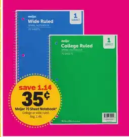 Meijer Meijer 70 Sheet Notebook offer