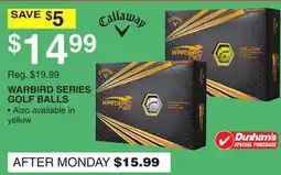 Dunham's Sports WARBIRD SERIES GOLF BALLS offer
