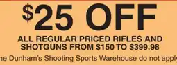 Dunham's Sports RIFLES AND SHOTGUNS offer