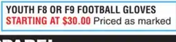 Dunham's Sports YOUTH F8 OR F9 FOOTBALL GLOVES offer