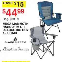 Dunham's Sports MESA MAMMOTH HARD ARM OR DELUXE BIG BOY XL CHAIR offer