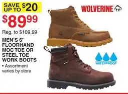 Dunham's Sports WOLVERINE MEN'S 6 FLOORHAND MOC TOE OR STEEL TOE WORK BOOTS offer