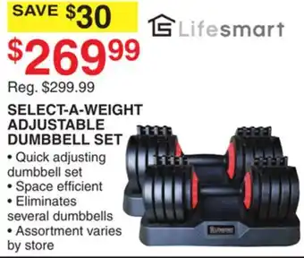 Dunham's Sports LIFESMART SELECT-A-WEIGHT ADJUSTABLE DUMBBELL SET offer
