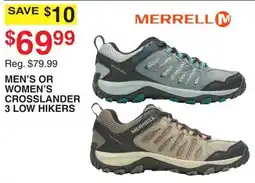 Dunham's Sports MERRELL MEN'S OR WOMEN'S CROSSLANDER 3 LOW HIKERS offer