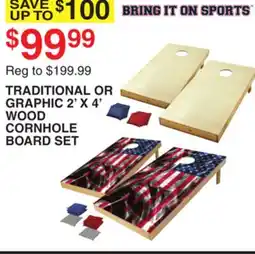 Dunham's Sports TRADITIONAL OR GRAPHIC 2' X 4' WOOD CORNHOLE BOARD SET offer