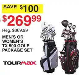 Dunham's Sports TOURMAX MEN'S OR WOMEN'S TX 500 GOLF PACKAGE SET offer