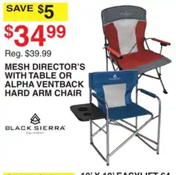 Dunham's Sports BLACK SIERRA MESH DIRECTOR'S WITH TABLE OR ALPHA VENTBACK HARD ARM CHAIR offer