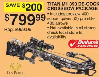 Dunham's Sports TEN POINT TITAN M1 390 DE-COCK CROSSBOW PACKAGE offer