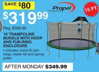 Dunham's Sports 15' TRAMPOLINE BUNDLE WITH HOOP AND FUN-RING ENCLOSURE offer