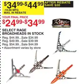 Dunham's Sports SELECT RAGE BROADHEADS IN STOCK offer