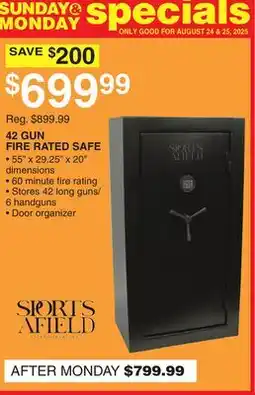 Dunham's Sports SPORTS AFIELD 42 GUN FIRE RATED SAFE offer