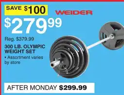 Dunham's Sports 300 LB. OLYMPIC WEIGHT SET offer