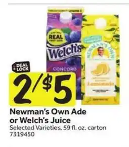 Stop&Shop Newman's Own Ade or Welch's Juice offer
