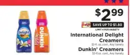 ShopRite International Delight Creamers / Dunkin’ Creamers offer