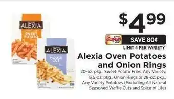ShopRite Alexia Oven Potatoes and Onion Rings offer