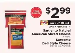 ShopRite Sargento Natural American Sliced Cheese / Sargento Deli Style Cheese offer
