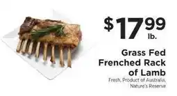 ShopRite Grass Fed Frenched Rack of Lamb offer