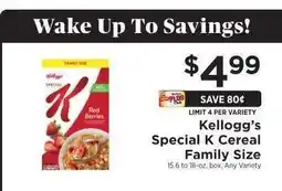 ShopRite Kellogg’s Special K Cereal Family Size offer