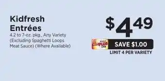 ShopRite Kidfresh Entrées offer