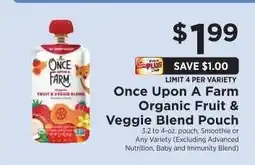ShopRite Once Upon a Farm Organic Fruit & Veggie Blend Pouch offer