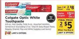 ShopRite Colgate Optic White Toothpaste offer