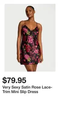 Victoria's Secret Very Sexy Satin Rose Lace-Trim Mini Slip Dress offer