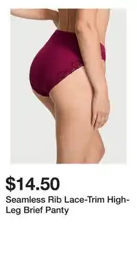 Victoria's Secret Seamless Rib Lace-Trim High-Leg Brief Panty offer