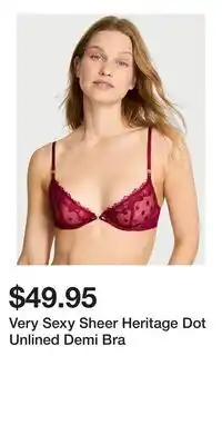 Victoria's Secret Very Sexy Sheer Heritage Dot Unlined Demi Bra offer