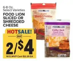 Food Lion Food lion sliced or shredded cheese offer