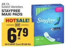 Food Lion Stayfree maxi pads offer