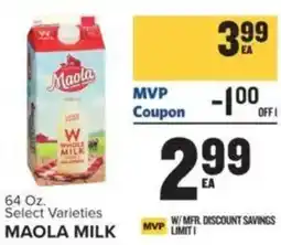 Food Lion Maola milk offer