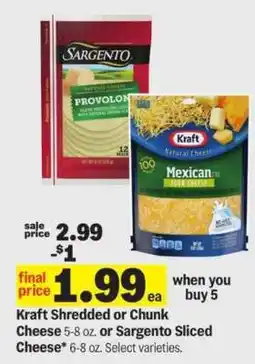 Meijer Kraft Shredded or Chunk Cheese or Sargento Sliced Cheese offer