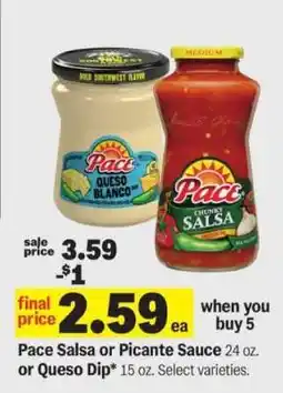 Meijer Pace Salsa or Picante Sauce or Queso Dip offer