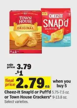 Meijer Cheez-It Snap’d or Puff’d or Town House Crackers offer