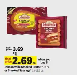 Meijer Johnsonville Smoked Brats or Smoked Sausage offer