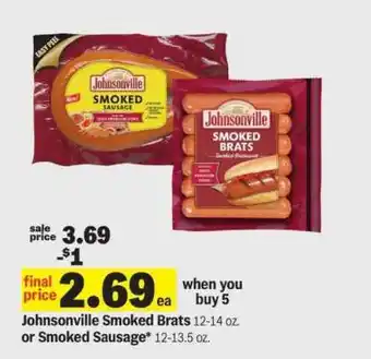 Meijer Johnsonville Smoked Brats or Smoked Sausage offer