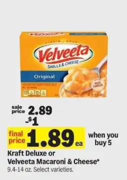 Meijer Kraft Deluxe or Velveeta Macaroni & Cheese offer