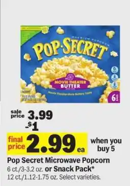 Meijer Pop Secret Microwave Popcorn offer