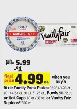 Meijer Dixie Family Pack Plates or Vanity Fair Napkins offer
