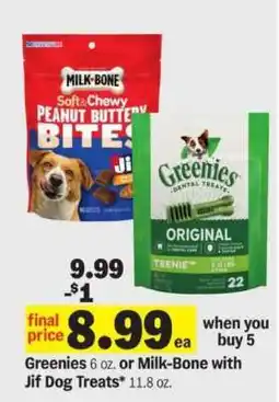 Meijer Greenies or Milk-Bone with Jif Dog Treats offer