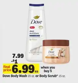 Meijer Dove Body Wash or Body Scrub offer