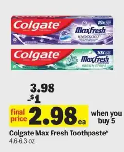 Meijer Colgate Max Fresh Toothpaste offer