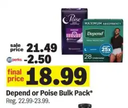 Meijer Depend or Poise Bulk Pack offer