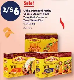 Family Dollar Old El Paso Bold Nacho Cheese Stand'n Stuff Taco Shells 5.4 oz. or Taco Dinner Kits 6.8-11.4 oz offer