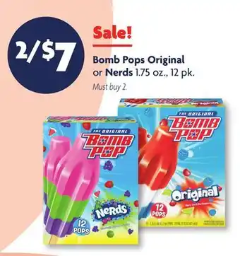 Family Dollar Bomb Pops Original or Nerds offer