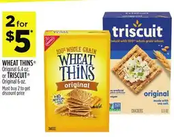Dollar General WHEAT THINS Original 6.4 oz. or TRISCUIT Original 6 oz offer