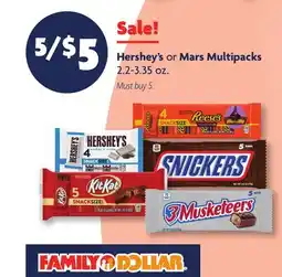 Family Dollar Hershey's or Mars Multipacks offer